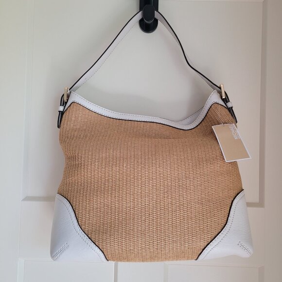 Michael Kors Millbrook Wicker Straw Hobo Shoulder Bag Beige - Picture 6 of 12